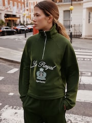 Khaki Green Quarter Zip Sweatshirt - Image 5 of 7