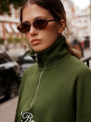 Khaki Green Quarter Zip Sweatshirt - Image 7 of 7