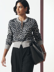 Gris léopard - Zip Through Cosy Cardigan - Image 1 de 8