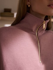 Mauve/Pink N.Premium Slinky Quarter Zip Sweatshirt - Image 4 of 4
