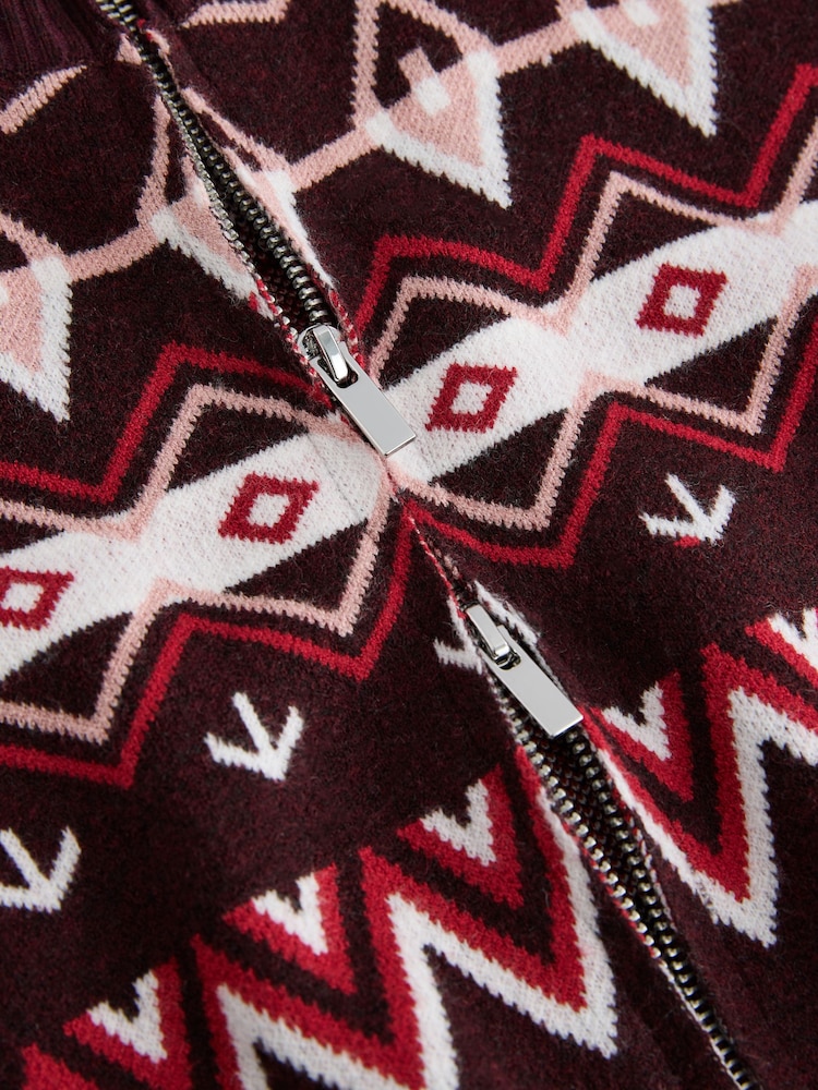 Vino Fair Isle - Cárdigan acogedor con cremallera - Imagen 8 de 8 Vino Fair Isle - Cárdigan acogedor con cremallera - Imagen 8 de 8