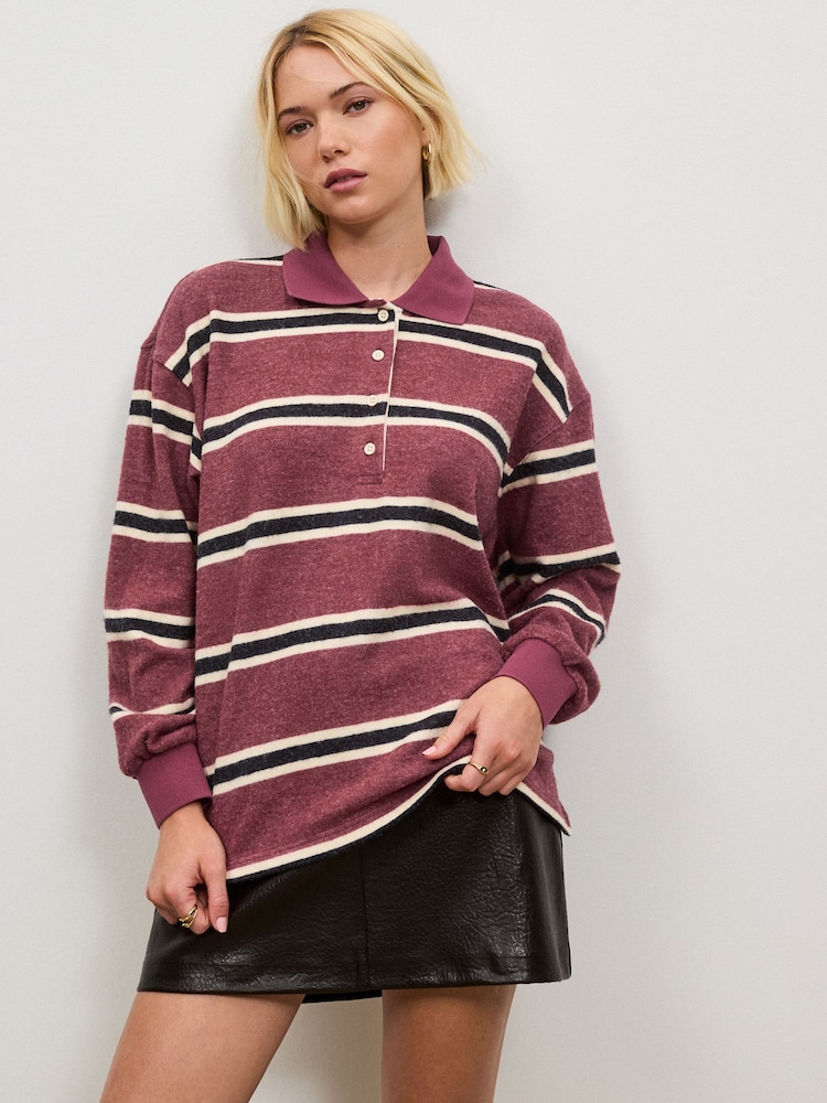 Pink Striped Cosy Rugby Top - Image 1 of 8 Pink Striped Cosy Rugby Top - Image 1 of 8