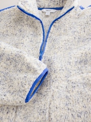 Neutral/Blue Contrast Trim Half Zip Borg Jacket - Image 9 of 10