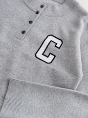 Grey Henley Cosy Knit Long Sleeve Jumper - Image 7 of 8