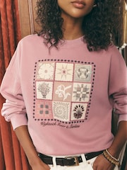 Pink Graphic Crew Neck Sweatshirt - Image 6 of 9