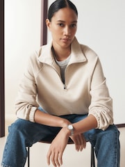 Neutral Marl Quarter Zip Sweatshirt - Image 1 of 9