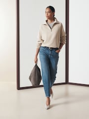 Neutral Marl Quarter Zip Sweatshirt - Image 2 of 9