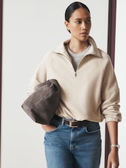 Neutral Marl Quarter Zip Sweatshirt - Image 3 of 9