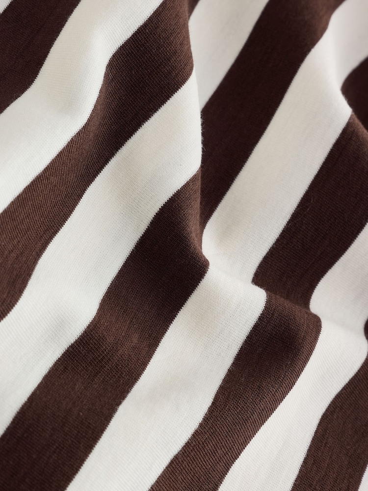 Brown/White/Stripe Long Sleeve Crew Neck Heavyweight T-Shirts 3 Pack - Image 10 of 10 Brown/White/Stripe Long Sleeve Crew Neck Heavyweight T-Shirts 3 Pack - Image 10 of 10