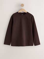 Brown/White/Stripe Long Sleeve Crew Neck Heavyweight T-Shirts 3 Pack - Image 6 of 10