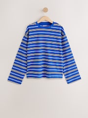 Blue Stripe Crew Neck Long Sleeve Top - Image 6 of 9