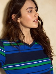 Cobalt Blue Long Sleeve High V-Neck T-Shirt - Image 5 of 5