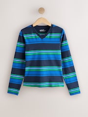 Cobalt Blue Long Sleeve High V-Neck T-Shirt - Image 6 of 8