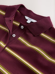 Berry Pink Stripe Long Sleeve Rugby Polo Top - Image 8 of 8