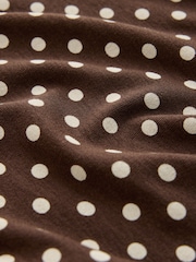 Chocolate Brown Polka Dot Long Sleeve Layered Crew Neck T-Shirt - Image 3 of 3