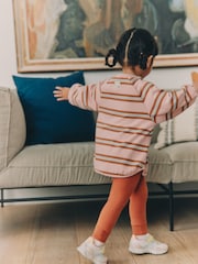 Pink/Cream Stripe Sweatshirt and Leggings Set (3mths-7yrs) - Image 3 of 9