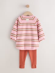 Pink/Cream Stripe Sweatshirt and Leggings Set (3mths-7yrs) - Image 6 of 9