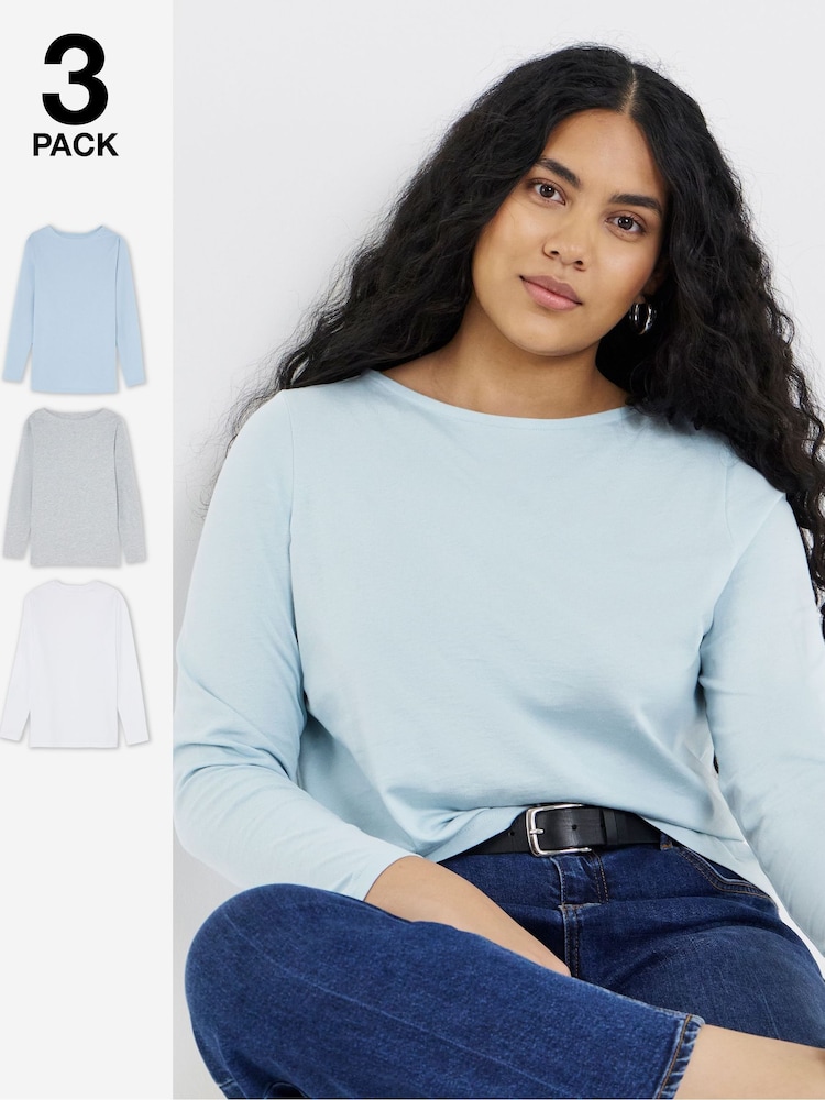 Simply Be Grey Long Sleeved Slash Neck Tops Pack 3 - Image 1 of 4