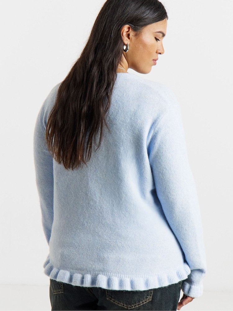 Simply Be Blue Frill Cardigan - Image 2 of 4 Simply Be Blue Frill Cardigan - Image 2 of 4