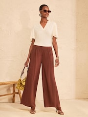 Love & Roses Ivory Notch Neck Flutter Sleeve T-Shirt - Image 3 of 4