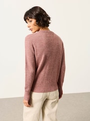 FatFace Halle Pink Sparkle Crew Neck Cardigan - Image 2 of 6
