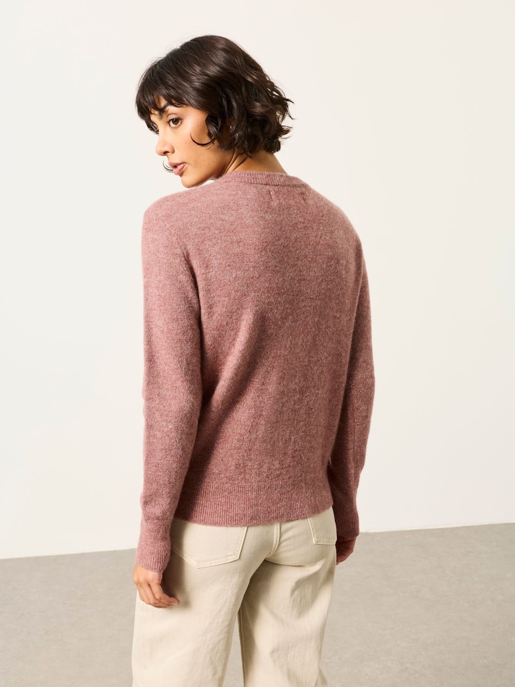 FatFace Halle Pink Sparkle Crew Neck Cardigan - Image 2 of 6 FatFace Halle Pink Sparkle Crew Neck Cardigan - Image 2 of 6