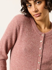 FatFace Halle Pink Sparkle Crew Neck Cardigan - Image 3 of 6