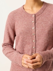 FatFace Halle Pink Sparkle Crew Neck Cardigan - Image 4 of 6