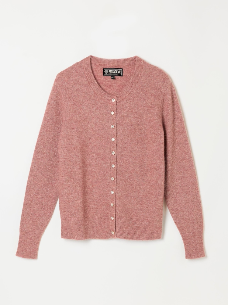 FatFace Halle Pink Sparkle Crew Neck Cardigan - Image 6 of 6 FatFace Halle Pink Sparkle Crew Neck Cardigan - Image 6 of 6