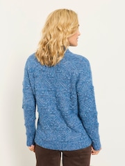 FatFace Light Blue Knitted Bobble Texture Jumper - Image 2 of 5