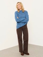 FatFace Light Blue Knitted Bobble Texture Jumper - Image 4 of 5