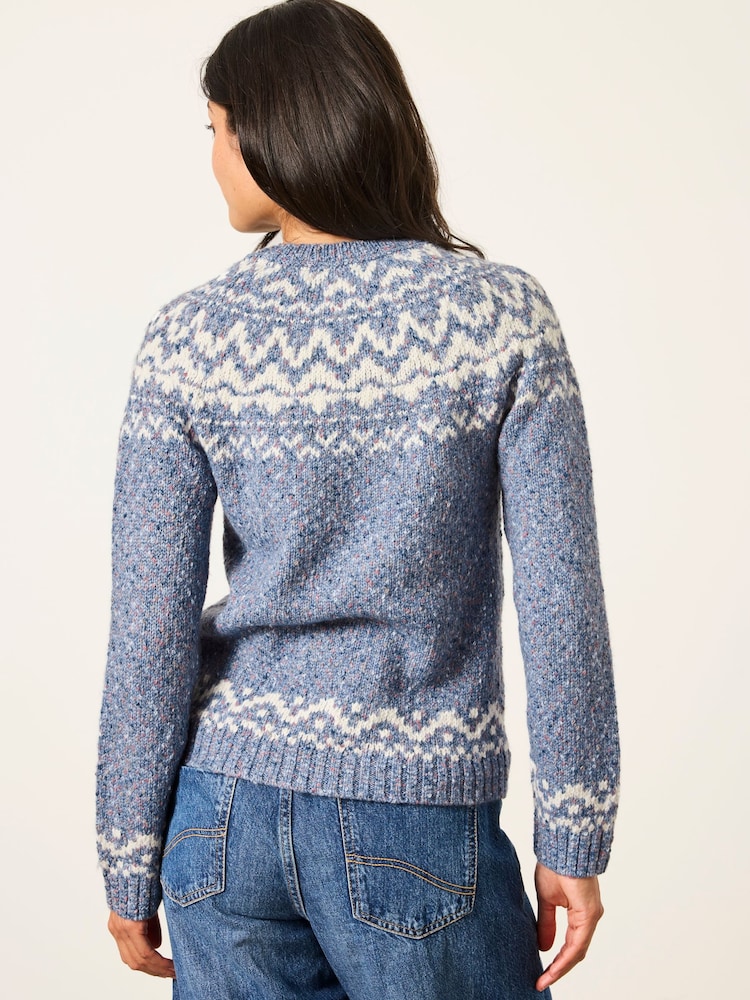 FatFace Mabel Blue Fairisle Knitted Crew Jumper - Image 2 of 6 FatFace Mabel Blue Fairisle Knitted Crew Jumper - Image 2 of 6
