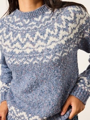 FatFace Mabel Blue Fairisle Knitted Crew Jumper - Image 3 of 6