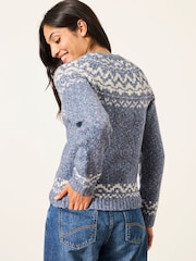 FatFace Mabel Blue Fairisle Knitted Crew Jumper - Image 5 of 6