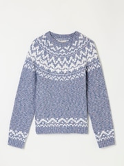 FatFace Mabel Blue Fairisle Knitted Crew Jumper - Image 6 of 6