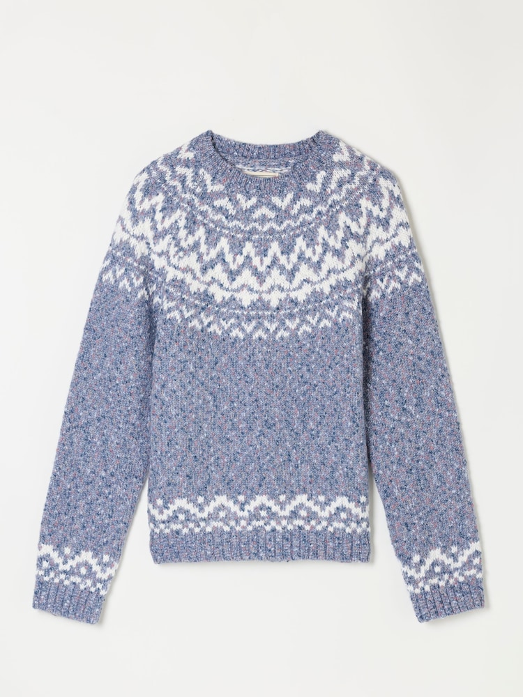 FatFace Mabel Blue Fairisle Knitted Crew Jumper - Image 6 of 6 FatFace Mabel Blue Fairisle Knitted Crew Jumper - Image 6 of 6