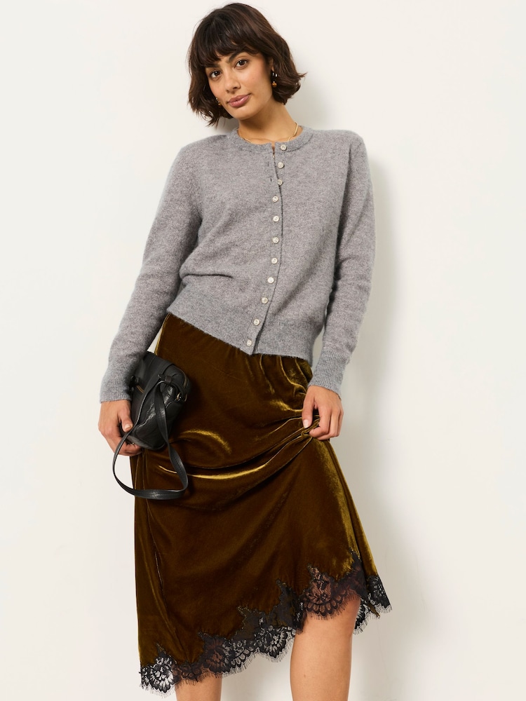 FatFace Halle Grey Sparkle Crew Neck Cardigan - Image 1 of 5 FatFace Halle Grey Sparkle Crew Neck Cardigan - Image 1 of 5