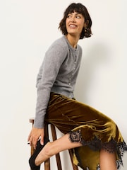 FatFace Halle Grey Sparkle Crew Neck Cardigan - Image 3 of 5