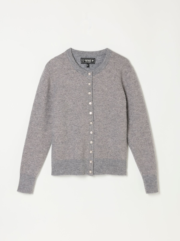 FatFace Halle Grey Sparkle Crew Neck Cardigan - Image 5 of 5 FatFace Halle Grey Sparkle Crew Neck Cardigan - Image 5 of 5