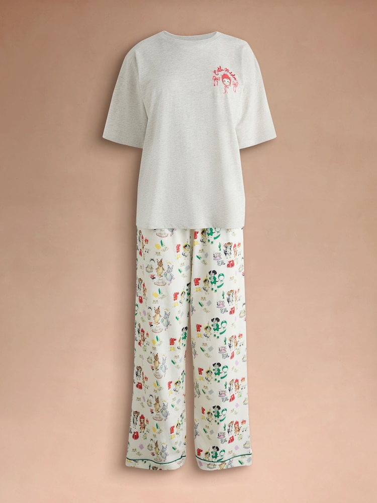 Cath Kidston Ecru Novelty Cat Print Pyjamas Set - Image 1 of 3 Cath Kidston Ecru Novelty Cat Print Pyjamas Set - Image 1 of 3
