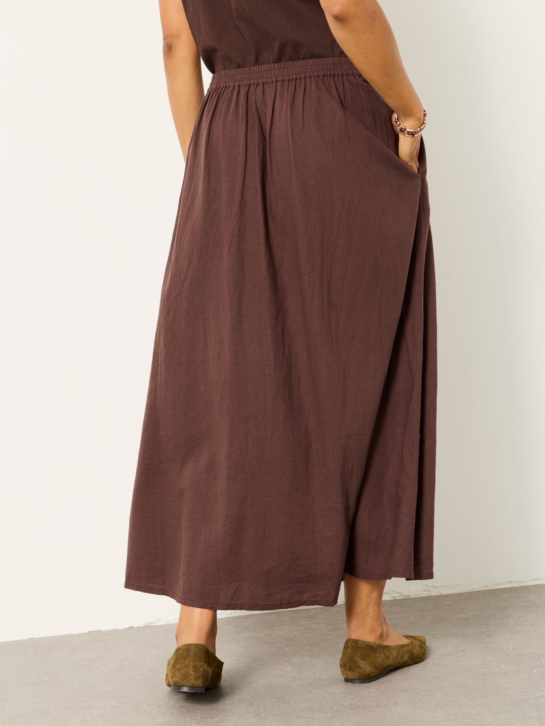Buy FatFace Issa Chocolate Brown Linen Midi Skirt from Next USA