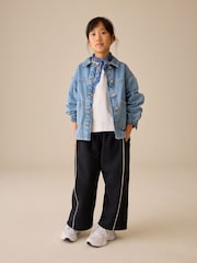 Black Side Pleat Wide Leg Joggers (3-16yrs) - Image 2 of 10