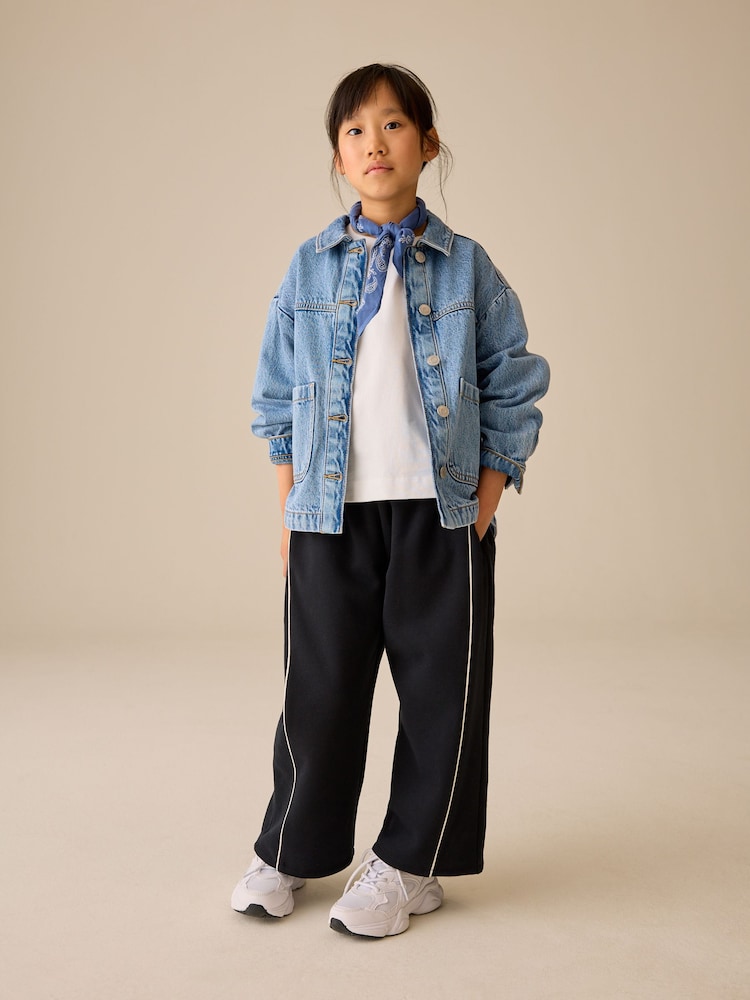 Black Side Pleat Wide Leg Joggers (3-16yrs) - Image 2 of 10