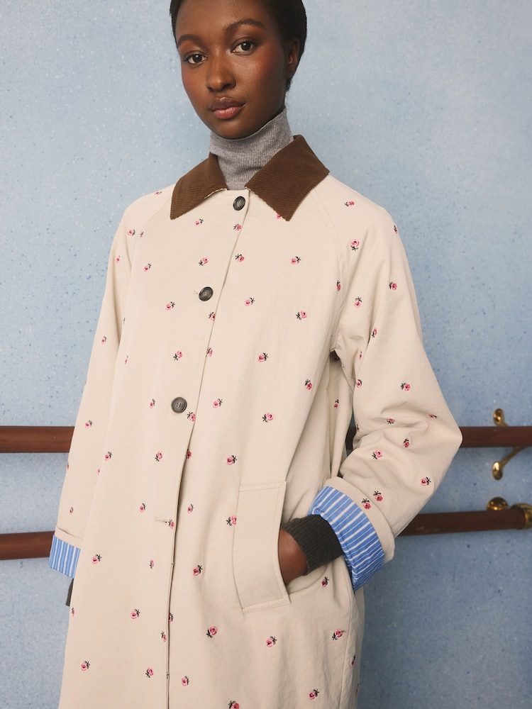 Cath Kidston Tan Brown Embroidered Trench Coat - Image 1 of 6
