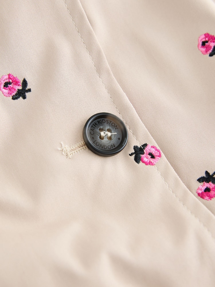 Cath Kidston Tan Brown Embroidered Trench Coat - Image 6 of 6