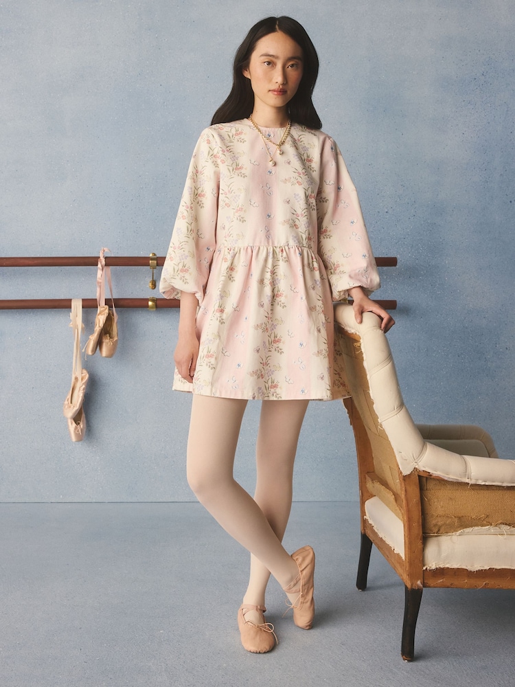 Cath Kidston Pink Stripe Floral Denim Dress - Image 1 of 5 Cath Kidston Pink Stripe Floral Denim Dress - Image 1 of 5