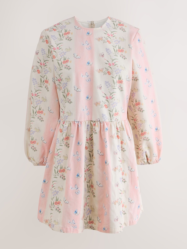 Cath Kidston Pink Stripe Floral Denim Dress - Image 2 of 5 Cath Kidston Pink Stripe Floral Denim Dress - Image 2 of 5