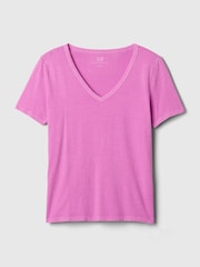 Gap Purple Cotton Short Sleeve Vintage V-Neck T-Shirt - Image 4 of 4