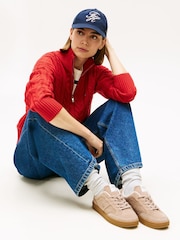 Braun - Tommy Hilfiger Monogram Wildleder Court Turnschuhe - Bild 1 von 7