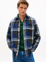 Tommy Hilfiger Blue Twill Relaxed Fit Padded Overshirt - Image 1 of 7